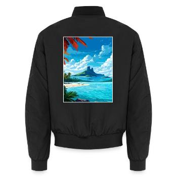 Bora Französisch-Polynesien Vintage Reiseposter WPA - Unisex Bomberjacke - Schwarz - Hinten - AI Model Male 185 light (185cm)