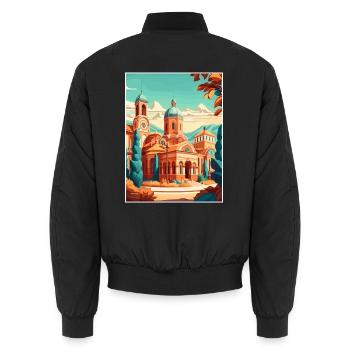 Sofia Bulgarien Balkanstaat St. Alexander Newski - Unisex Bomberjacke - Schwarz - Hinten - AI Model Male 185 light (185cm)