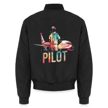 Kühner Flugzeugpilot Höhenflug - Unisex Bomberjacke - Schwarz - Hinten - AI Model Male 185 light (185cm)