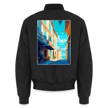 Arles France Vintage Travel Poster WPA Souvenir - Unisex Bomber Jacket - black - Back - AI Model Male 185 light (185cm)
