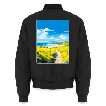 Isle Of Tiree Schottland Vereinigtes Königreich Reiseposter Souvenir - Unisex Bomberjacke - Schwarz - Hinten - AI Model Male 185 light (185cm)