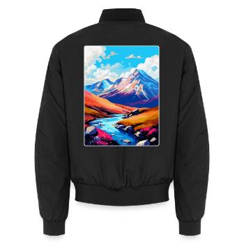 Ben Nevis, Schottland, Vereinigtes Königreich, Reiseposter, Souvenir, WPA - Unisex Bomberjacke - Schwarz - Hinten - AI Model Male 185 light (185cm)