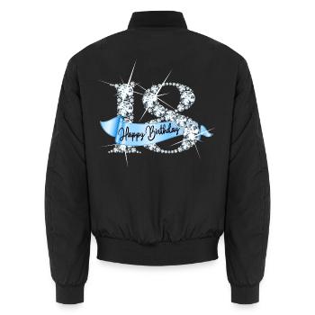 Happy Birthday 18th Birthday Gift Diamond Glamour - Unisex Bomber Jacket - black - Back - AI Model Male 185 light (185cm)