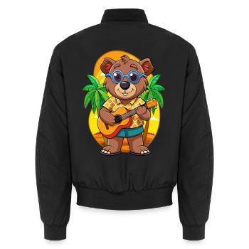 Funny Bear Dog Cartoon Summer Beach Sunglasses - Unisex Bomber Jacket - black - Back - AI Model Male 185 light (185cm)