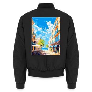 Palma De Mallorca Spanien Vintage Reiseplakat WPA - Unisex Bomberjacke - Schwarz - Hinten - AI Model Male 185 light (185cm)