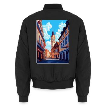 Weimar Germany Vintage Travel Poster Souvenir WPA - Unisex Bomber Jacket - black - Back - AI Model Male 185 light (185cm)