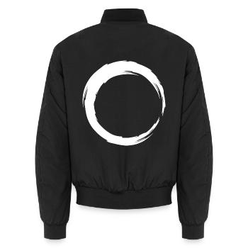 Kreis Linie Symbol weiß - Unisex Bomberjacke - Schwarz - Hinten - AI Model Male 185 light (185cm)