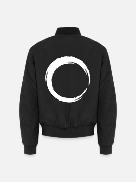 Circle line icon white - Unisex Bomber Jacket - black