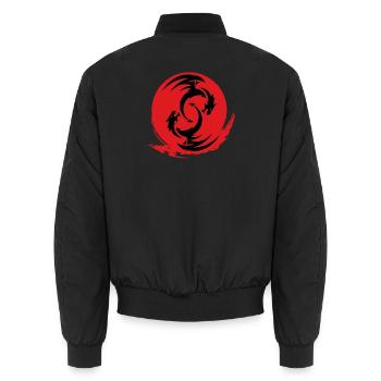 Red Dragon Circle - Unisex Bomber Jacket - black - Back - AI Model Male 185 light (185cm)