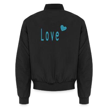 VALENTINSTAG. ICH LIEBE DICH. ICH LIEBE DICH. LIEBE. LIEBE - Unisex Bomberjacke - Schwarz - Hinten - AI Model Male 185 light (185cm)