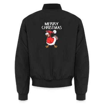 Christmas Chicken Merry Christmas - Unisex Bomber Jacket - black - Back - AI Model Male 185 light (185cm)
