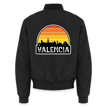 Valencia Venezuela Flagge Skyline Reisesouvenir - Unisex Bomberjacke - Schwarz - Hinten - AI Model Male 185 light (185cm)