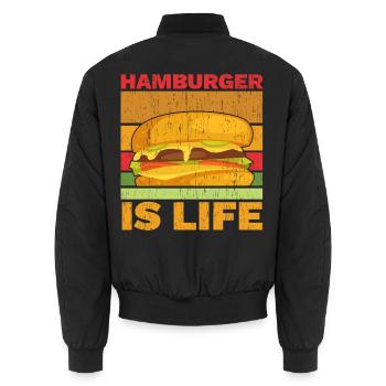 Hamburger ist Leben Burger-Esser Lebensmittel-Lieb - Unisex Bomberjacke - Schwarz - Hinten - AI Model Male 185 light (185cm)