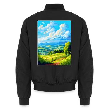 Oberpfalz Deutschland Vintage Reiseplakat WPA - Unisex Bomberjacke - Schwarz - Hinten - AI Model Male 185 light (185cm)