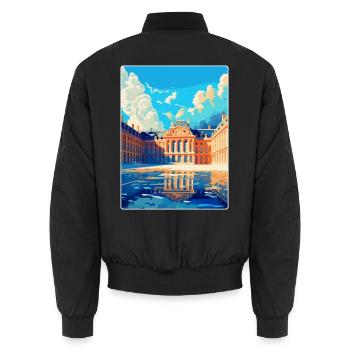 Versailles Frankreich Vintage Reiseplakat Souvenir - Unisex Bomberjacke - Schwarz - Hinten - AI Model Male 185 light (185cm)