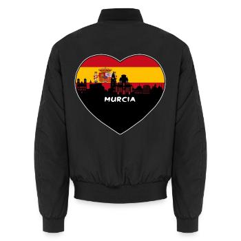 Murcia Spanien Flagge Skyline Reise Souvenir - Unisex Bomberjacke - Schwarz - Hinten - AI Model Male 185 light (185cm)