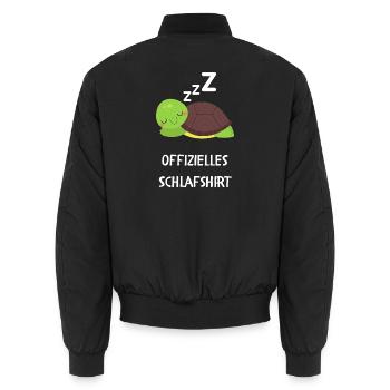 Offizielles Schlafshirt – Süße Schildkröte - Unisex Bomberjacke - Schwarz - Hinten - AI Model Male 185 light (185cm)