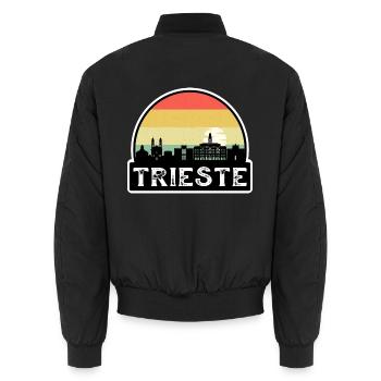 Triest Italien Flagge Skyline Reisesouvenir - Unisex Bomberjacke - Schwarz - Hinten - AI Model Male 185 light (185cm)
