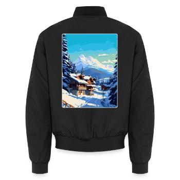 Megève France Affiche de voyage vintage WPA Souvenir - Bomber unisexe - noir - Dos - AI Model Male 185 light (185cm)