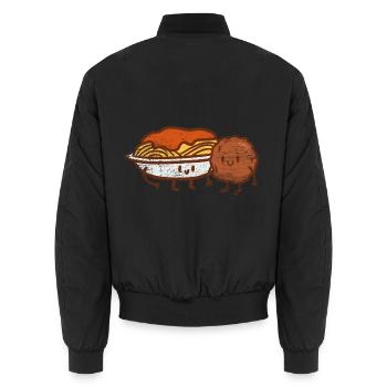 Herzhafte Spaghetti Fleischbällchen - Unisex Bomberjacke - Schwarz - Hinten - AI Model Male 185 light (185cm)