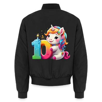 NUMÉRO 10 ANS LICORNE 10E ANNIVERSAIRE - Bomber unisexe - noir - Dos - AI Model Male 185 light (185cm)