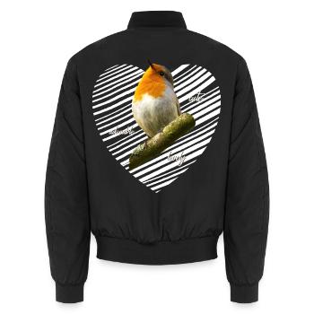 Rotkehlchen süß lieblich - Unisex Bomberjacke - Schwarz - Hinten - AI Model Male 185 light (185cm)