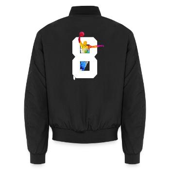 NUMBER 8 BASKETBALL 8TH BIRTHDAY - Unisex Bomber Jacket - black - Back - AI Model Male 185 light (185cm)