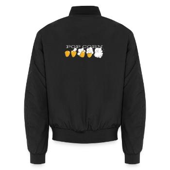 Popcorn evolution - Unisex Bomber Jacket - black - Back - AI Model Male 185 light (185cm)
