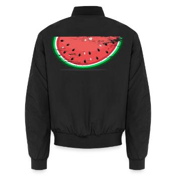 Wassermelone Design Scheibe used - Unisex Bomberjacke - Schwarz - Hinten - AI Model Male 185 light (185cm)