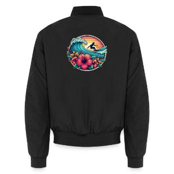 Surfer Logo 2 - Unisex Bomber Jacket - black - Back - AI Model Male 185 light (185cm)