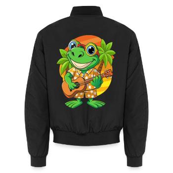 Lustiger Frosch Cartoon Sommer Strand Sonnenbrille Gitarre - Unisex Bomberjacke - Schwarz - Hinten - AI Model Male 185 light (185cm)