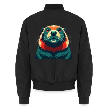 Biber Cartoon Figur Buntes Haustier Tier - Unisex Bomberjacke - Schwarz - Hinten - AI Model Male 185 light (185cm)