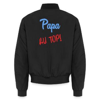 PAPA. FÊTE DES PÈRES. BONNE FÊTE PAPA. BONNE FÊTE. - Bomber unisexe - noir - Dos - AI Model Male 185 light (185cm)