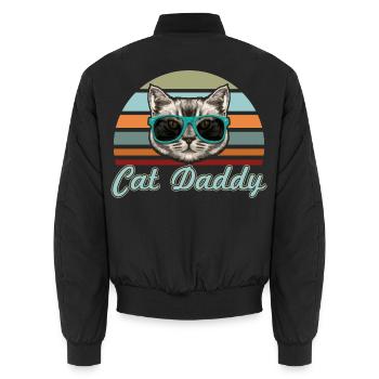 Hipster Cat Daddy Vintage - Unisex Bomberjacke - Schwarz - Hinten - AI Model Male 185 light (185cm)