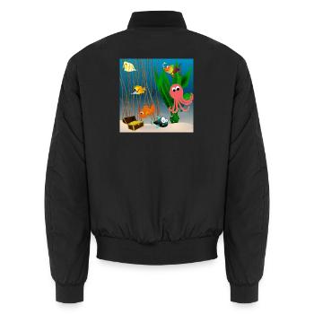 Marine life - Unisex Bomber Jacket - black - Back - AI Model Male 185 light (185cm)