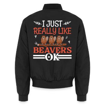 Ich mag Biber einfach sehr gerne Ok Wildtier Biber - Unisex Bomberjacke - Schwarz - Hinten - AI Model Male 185 light (185cm)