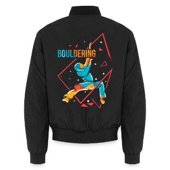 Dynamischer Boulderer Felsbrocken - Unisex Bomberjacke - Schwarz - Hinten - AI Model Male 185 light (185cm)
