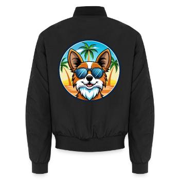 Papillon Hunderasse Cartoon Sonnenbrille Strand - Unisex Bomberjacke - Schwarz - Hinten - AI Model Male 185 light (185cm)