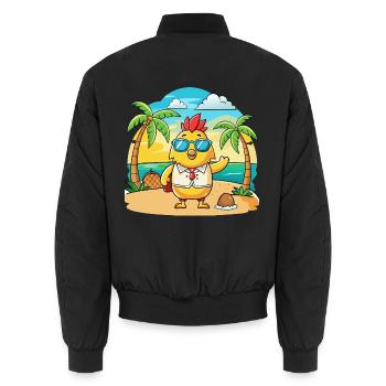 Huhn Lustige Cartoon Sommer Strand Sonnenbrille - Unisex Bomberjacke - Schwarz - Hinten - AI Model Male 185 light (185cm)