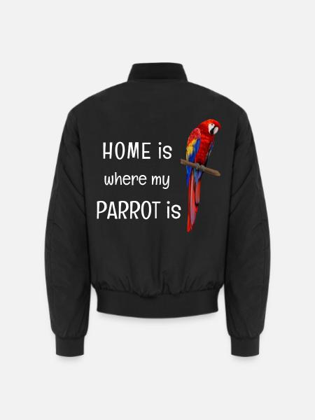 Home is where my Parrot is - Roter Ara - Unisex Bomberjacke - Schwarz