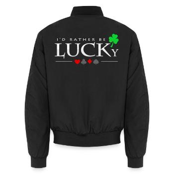 poker - Unisex Bomber Jacket - black - Back - AI Model Male 185 light (185cm)