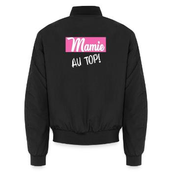 MAMIE. GRAND-MERE. FÊTE DES MÈRES. BONNE FÊTE - Bomber unisexe - noir - Dos - AI Model Male 185 light (185cm)