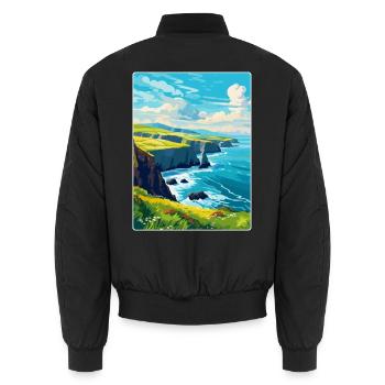 Dingle Halbinsel Irland Vereinigtes Königreich Vintage Reiseposter - Unisex Bomberjacke - Schwarz - Hinten - AI Model Male 185 light (185cm)