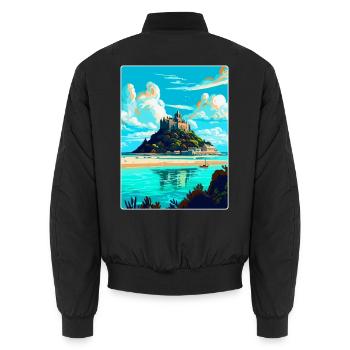 St Michaels Mount England Uk Reiseposter WPA - Unisex Bomberjacke - Schwarz - Hinten - AI Model Male 185 light (185cm)