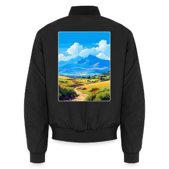 Mount Ida Griechenland Vintage Reiseplakat Souvenir - Unisex Bomberjacke - Schwarz - Hinten - AI Model Male 185 light (185cm)