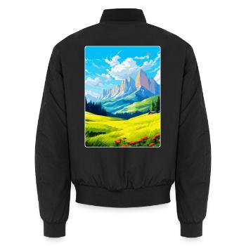 Dolomites Italy Vintage Travel Poster Souvenir WPA - Unisex Bomber Jacket - black - Back - AI Model Male 185 light (185cm)