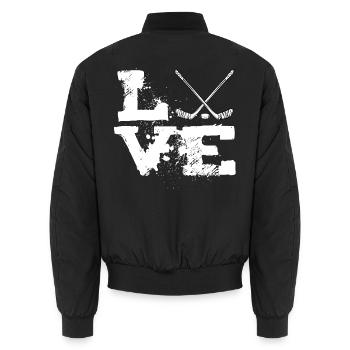 ice Hockey - Unisex Bomber Jacket - black - Back - AI Model Male 185 light (185cm)
