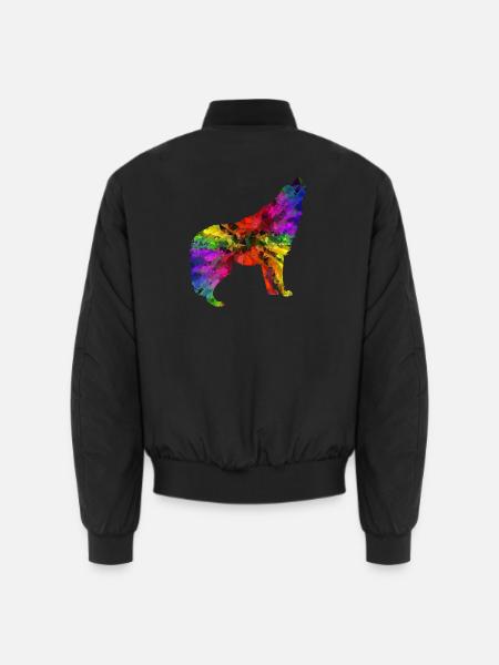 Wolf rainbow - Unisex Bomber Jacket - black