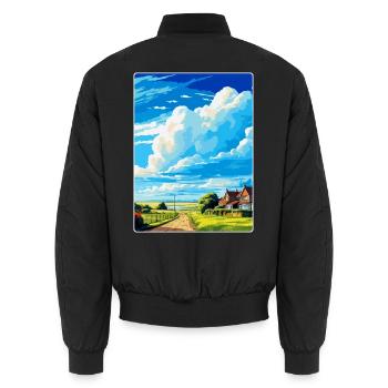 Neues Romney England Uk Vintage Reiseplakat WPA - Unisex Bomberjacke - Schwarz - Hinten - AI Model Male 185 light (185cm)