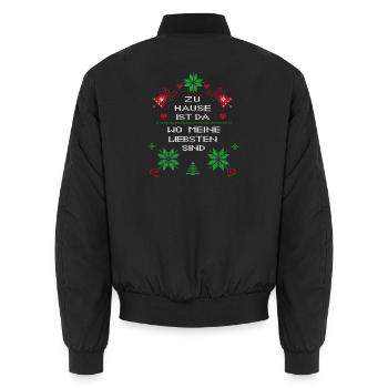 Christmas at home is where my loved ones are - Unisex Bomber Jacket - black - Back - AI Model Male 185 light (185cm)
